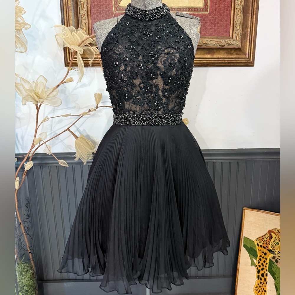 JVN by Jovani Black Halter Prom Dress - Picture 2 of 12